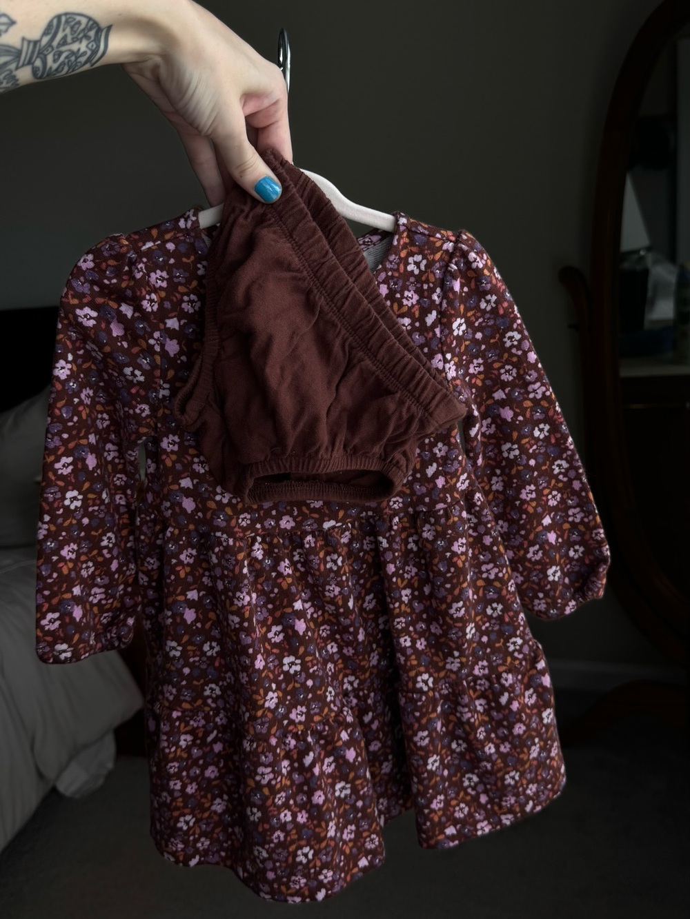 Carter's Brown Dress with Lilac & Rust Floral Print - Picture 2 of 4